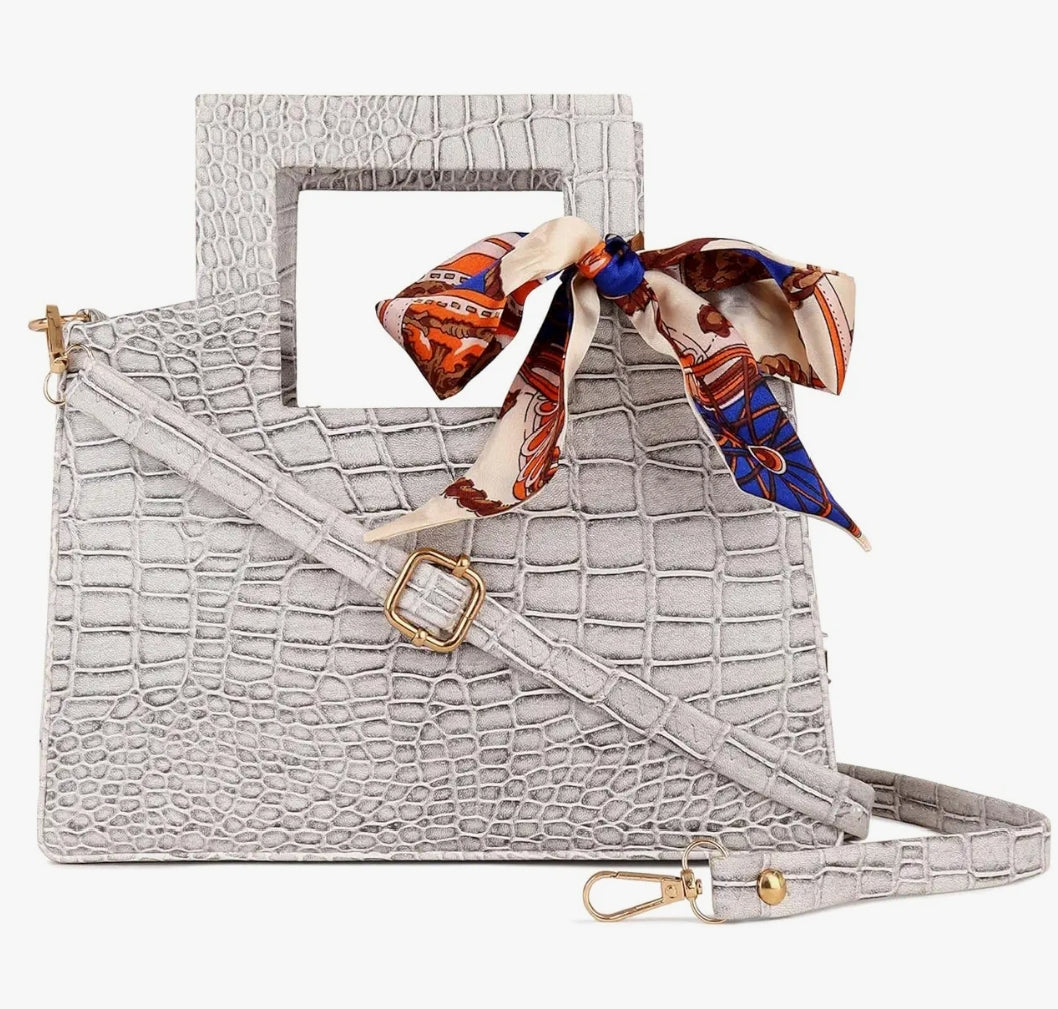 versatile grey color handbag